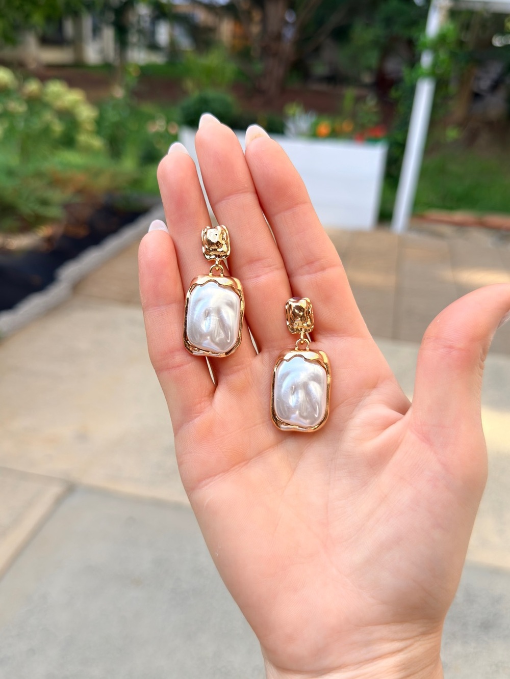 Gold & Iridescent Pearl Drop Earrings